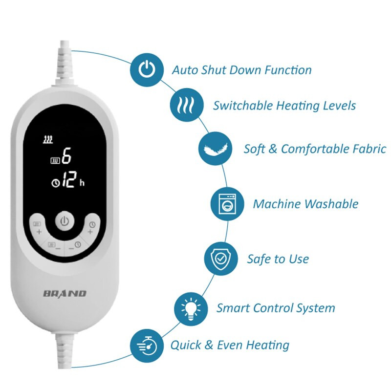 Zimná nová vyhrievacia deka so 6 úrovňami vykurovania, elektricky vyhrievaná deka z mikrovlákna, ohrievač postele