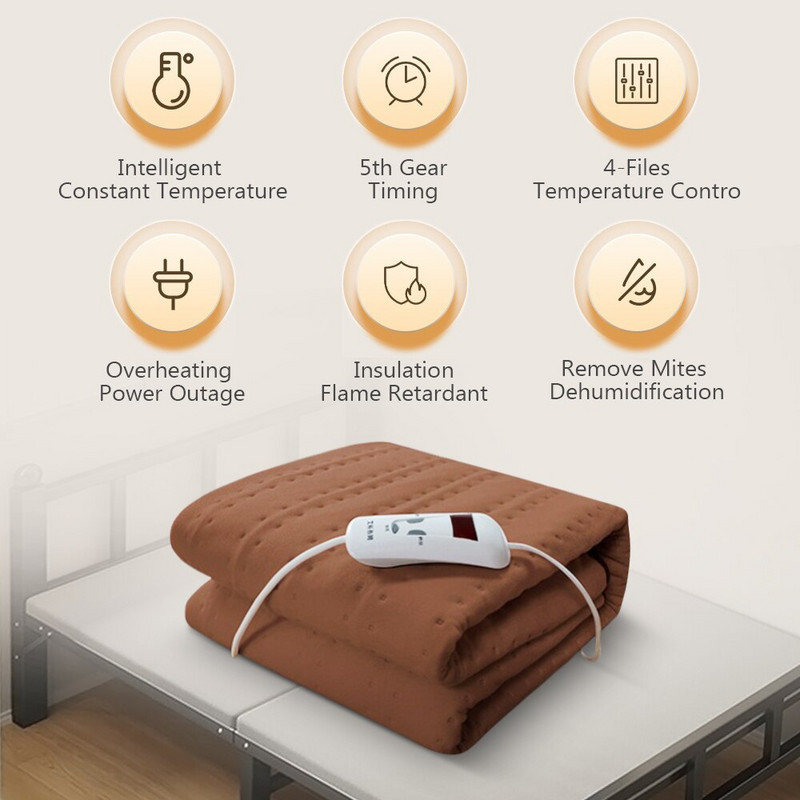Elektrická deka 220 V Automatický vykurovací termostat Prikrývka Ohrievač tela Posteľ Elektrický matrac Vyhrievané koberce Mat Zásuvka EÚ