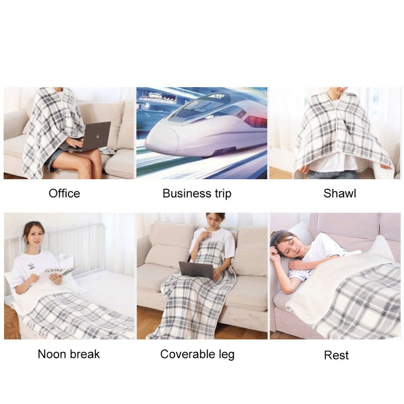 Pătură de încărcare electrică USB de 140x80 cm, șal de încălzire electrică purtabilă, pătură moale încălzită pentru acasă, birou, încălzitor de genunchi pentru spate