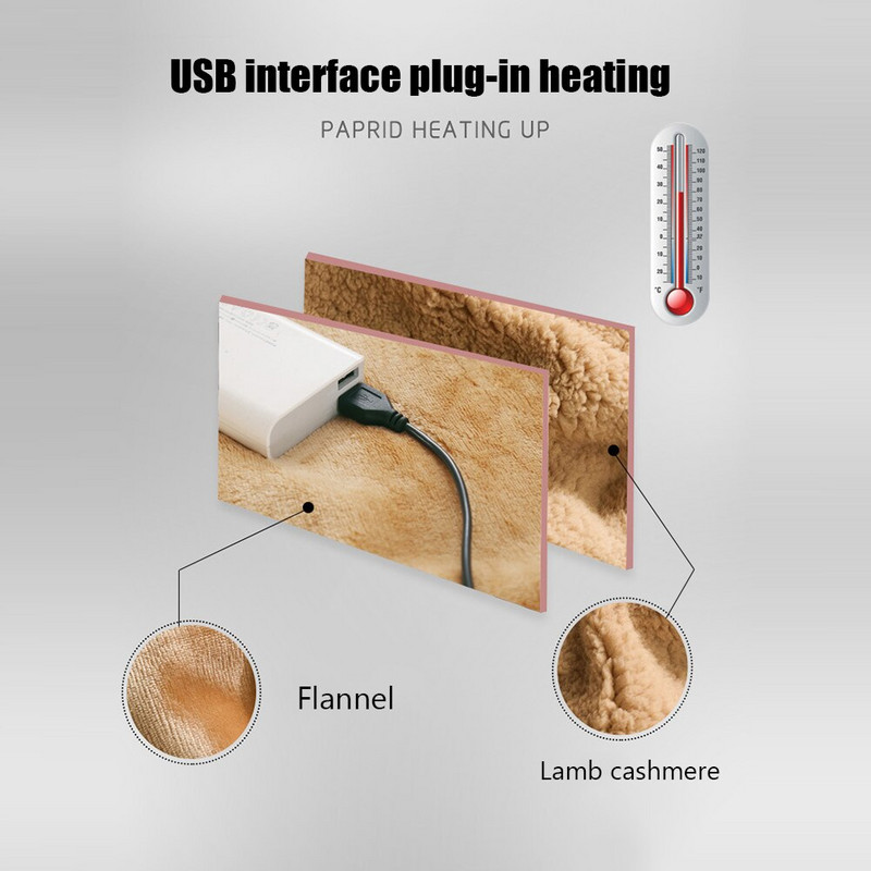 5V vyhrievacia deka, šál, multifunkčná prenosná vyhrievacia podložka na nohy, nabíjanie cez USB s vreckom, bezpečná a pohodlná pre telo