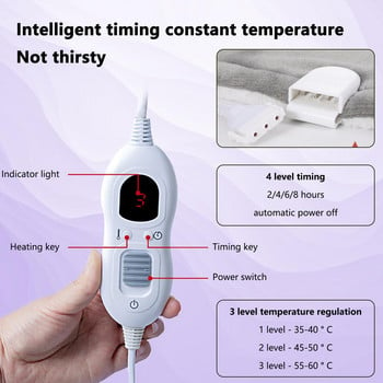 Фланелено електрическо одеяло 6 температурни нива Може да се пере, меко, удобно нагревателно одеяло с функция за таймер