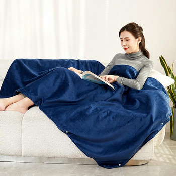 Отоплително одеяло 1 комплект функционален дизайн на бутони Преносимо фланелено многофункционално отоплително одеяло за зимата