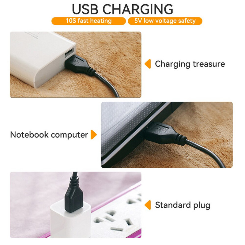 Elektrická deka s USB, mäkká hrubšia ohrievacia podložka, ohrievač postelí, prateľná v práčke, termostat, elektrická vykurovacia podložka pre domácu kanceláriu 60*80 cm