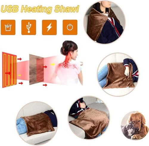 Elektrická vyhrievaná deka, flanelová, USB vyhrievaná zavinovacia šatka s gombíkmi, nositeľná zimná elektrická deka, domáca autoklíčka, kancelárska stolička