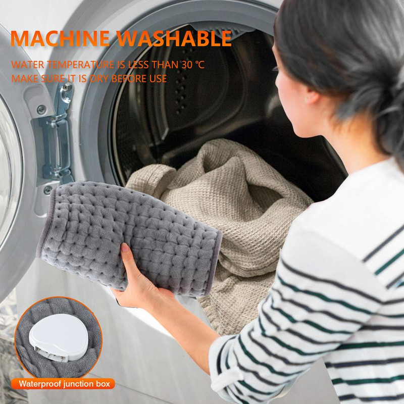 Elektrická vyhrievacia podložka s eu zástrčkou, automatické vypnutie, 10 teplotných úrovní, super mäkká vyhrievaná deka na chrbát, ramená, krk, brucho