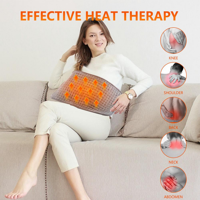 Elektrická vyhrievacia podložka s eu zástrčkou, automatické vypnutie, 10 teplotných úrovní, super mäkká vyhrievaná deka na chrbát, ramená, krk, brucho