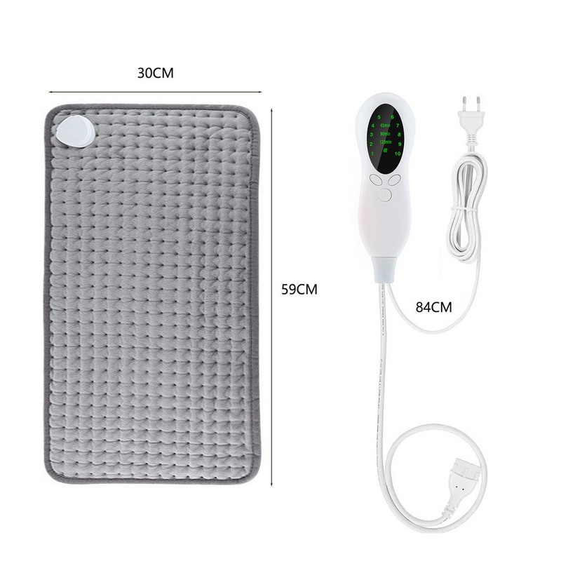 Elektrická vyhrievacia podložka s eu zástrčkou, automatické vypnutie, 10 teplotných úrovní, super mäkká vyhrievaná deka na chrbát, ramená, krk, brucho