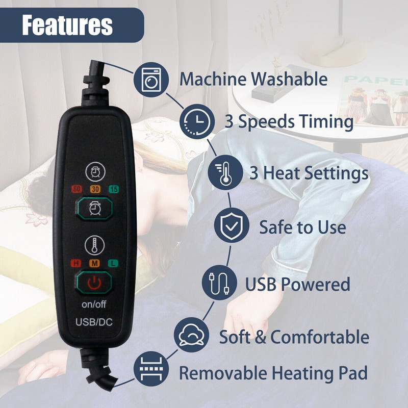 Elektricky vyhrievaná deka, šál, mäkká zimná teplá, umývateľná, USB, bezpečné ovládanie načasovania, udržiavanie tepla, šál, sukňa, kryt na nohy, prikrývky