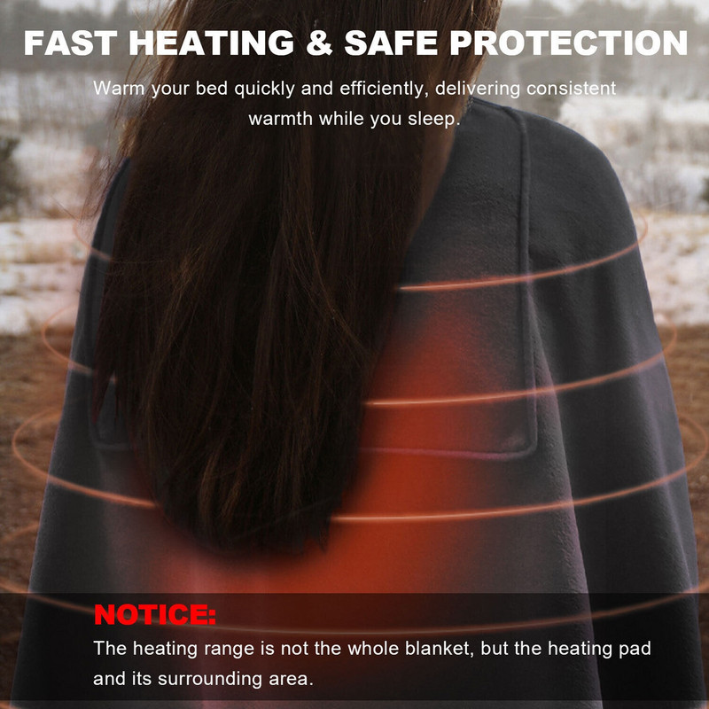 Pătură electrică încălzită șal moale iarnă cald lavabil USB control sincronizare sigur, ține cald șal fustă acoperire pături pentru picioare