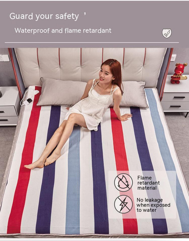 Zahustená 8-stupňová inteligentná elektrická deka pre domácnosť s jednou posteľou, dvojité ovládanie, časovanie vypnutia, elektrická vykurovacia deka