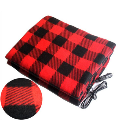 Pătură de încălzire auto 12V încălzită iarna 145X100cm zăbrele Economisire energie Pătură electrică caldă pentru mașină temperatură constantă