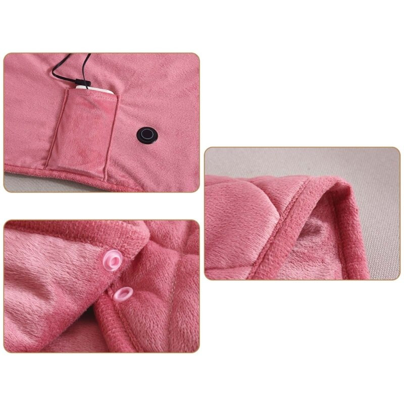 Vyhrievaná šatka pre kanceláriu, nositeľná vyhrievaná pončo, 3 nastavenia vykurovania, multifunkčná USB elektrická deka pre domácnosť B03D