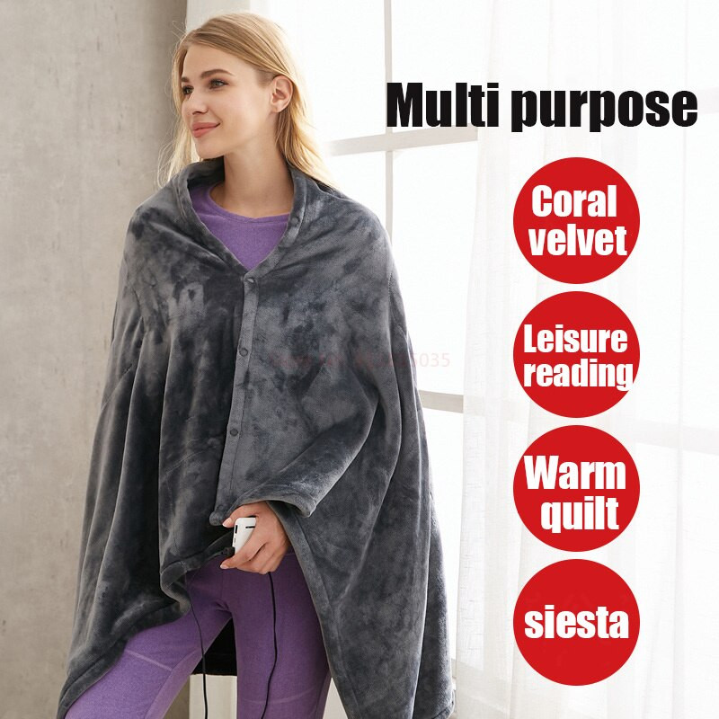 USB elektrická vyhrievacia deka, teplá šatka, korálový fleece, plyšová, 3-rýchlostná nastaviteľná teplota, bezdrôtová zimná udržiavacia teplá podložka, šálová deka