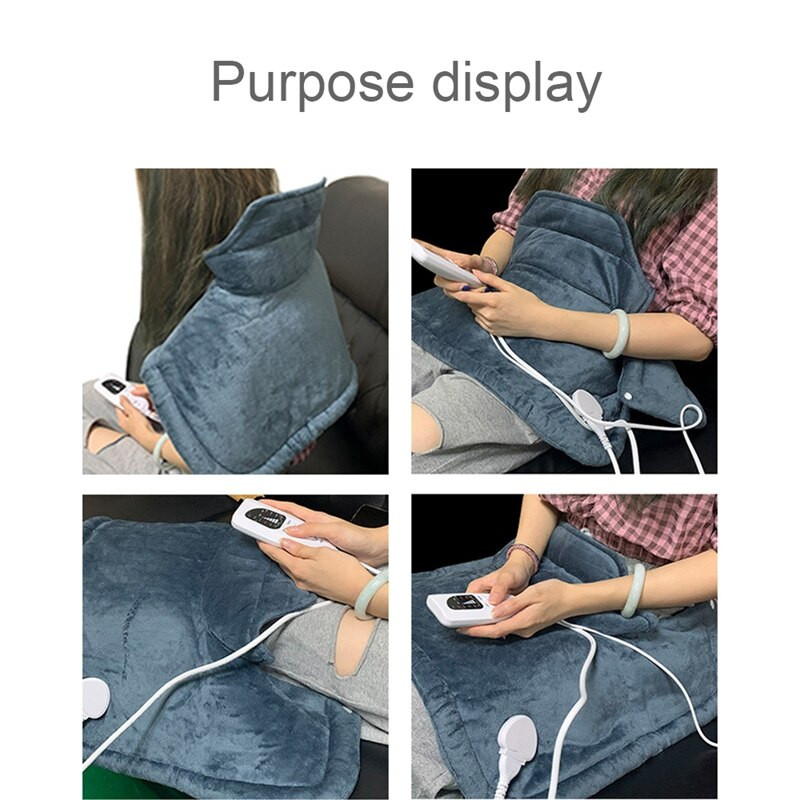 Elektrická fyzioterapeutická vyhrievacia podložka, deka, svaly, ramená, krk, chrbát, vyhrievací šál, nastaviteľná teplota, zástrčka EÚ