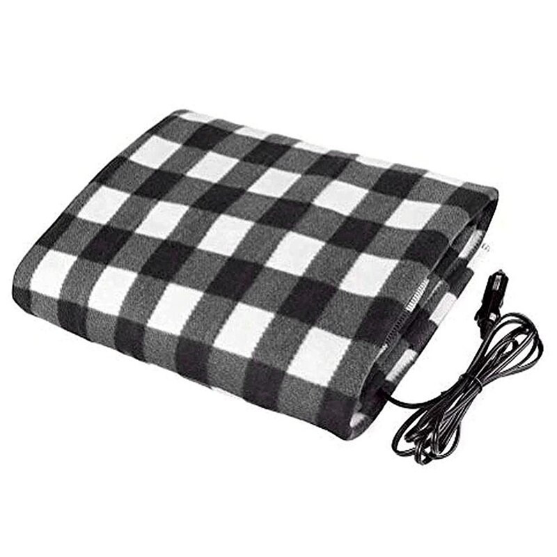 Vyhrievaná deka do auta, elektrická deka 12V, elektrická deka do auta, mriežka, teplá jesenná a zimná elektrická deka do auta