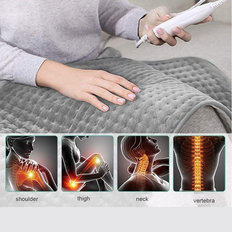 Tampă de încălzire electrică Pătură Temporizator Tampă de încălzire pentru fizioterapie pentru umăr, gât, spate, coloanei vertebrale, picior, ameliorarea durerii, priza UE