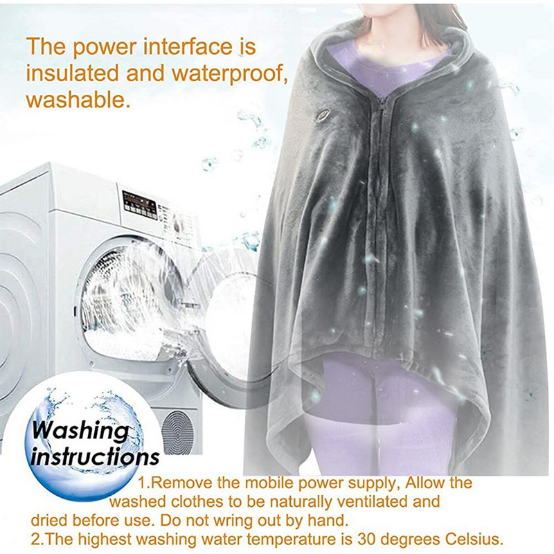 USB vyhrievaná šatka elektrická deka teplá mäkká flanelová nastaviteľná vyhrievaná zavinovacia deka nositeľná elektrická deka do domácnosti