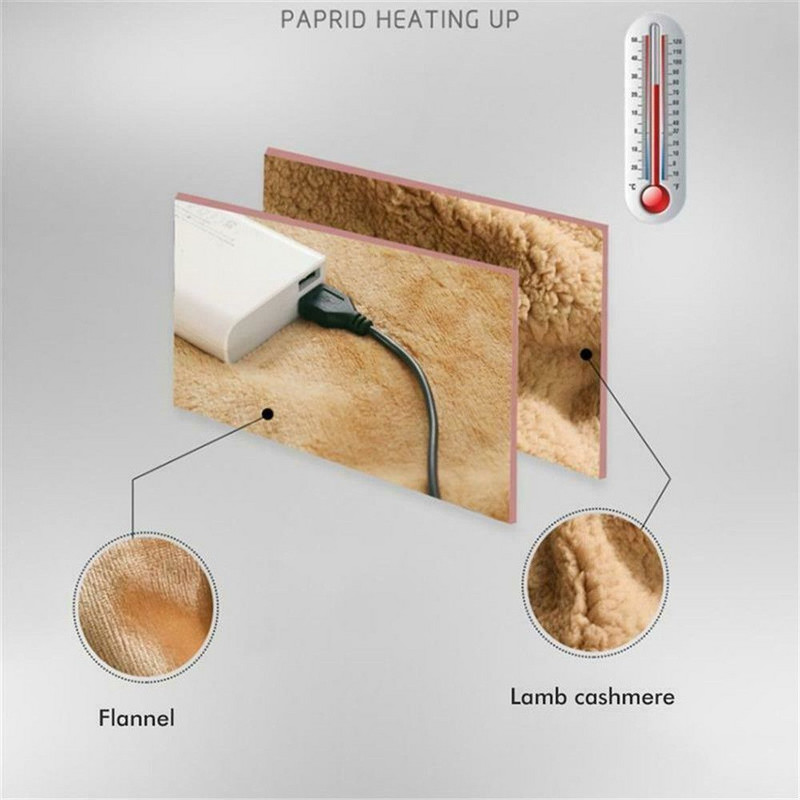 Elektrická deka s USB, mäkká hrubšia ohrievacia podložka, ohrievač postelí, prateľná v práčke, termostat, elektrická vykurovacia podložka pre domácu kanceláriu