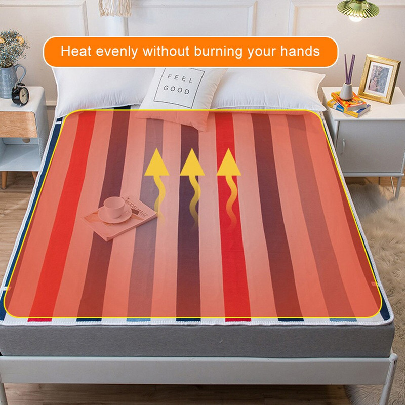 Pătură electrică 220v Covoraș de încălzire electrică 1,8 m 5 nivele Saltea caldă cu control dublu Siguranță inteligentă Dezumidificare iarna