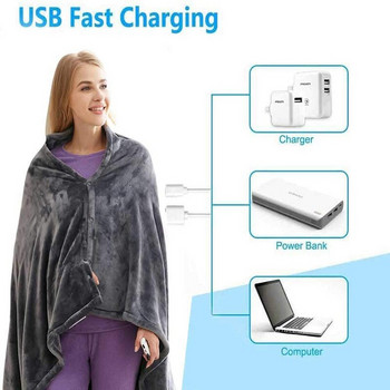 Θερμαινόμενη ηλεκτρική κουβέρτα Θέρμανση USB Mobile Power-powered Flannel Shawl Οικιακή ηλεκτρική κουβέρτα για αυτοκίνητο σαλονιού Ζεστή