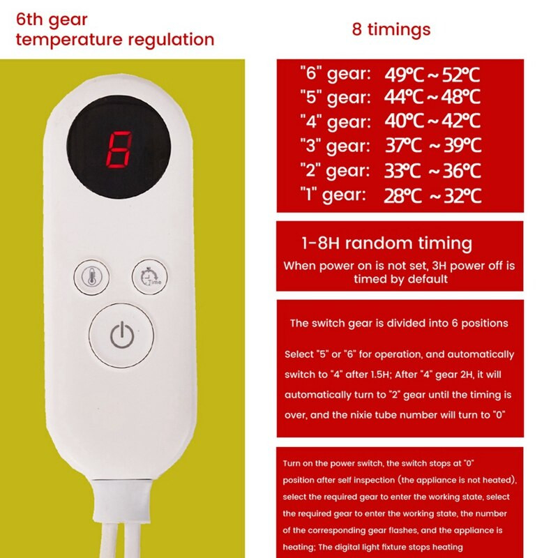 Vyhrievaná deka elektrická deka - mäkká flanelová rýchlo vyhrievacia elektrická deka so 6 úrovňami vykurovania a 8 časovými nastaveniami