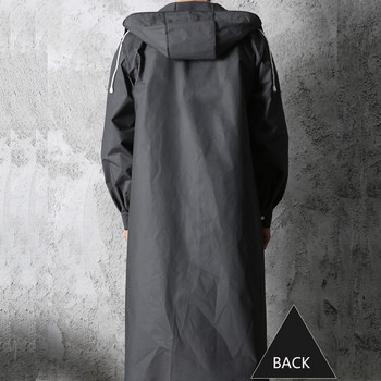 Черен моден водоустойчив дълъг дъждобран за възрастни Дамски мъжки дъждобран с качулка за туризъм на открито, пътуване, риболов, катерене, удебелени