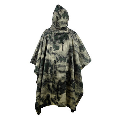 Υπαίθρια αδιάβροχα με κουκούλα Camo Poncho Στρατού Τακτικό Αδιάβροχο Κάμπινγκ Πεζοπορία Κυνήγι Κοστούμι Παρατήρησης Πτηνών Ταξίδι Rain Gears