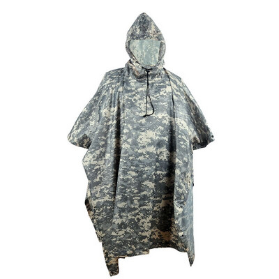 Υπαίθρια αδιάβροχα με κουκούλα Camo Poncho Στρατού Τακτικό Αδιάβροχο Κάμπινγκ Πεζοπορία Κυνήγι Κοστούμι Παρατήρησης Πτηνών Ταξίδι Rain Gears