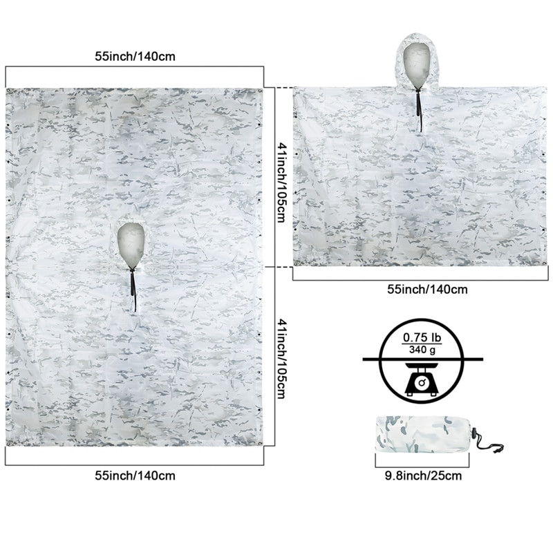 Õues kapuutsiga hingav vihmariided Camo Pontšo armee taktikaline vihmamantel Telkimine Matkamine Jahindus Linnuvaatlusülikond Reisi vihmavarustus