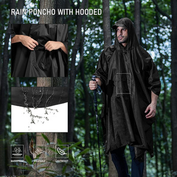 Στρατιωτικό αδιάβροχο αδιάβροχο παλτό 3 σε 1 εξωτερικού χώρου Ανδρικό αδιάβροχο Γυναικείο Τέντα από τη μοτοσικλέτα Rain Rain Poncho για πικνίκ
