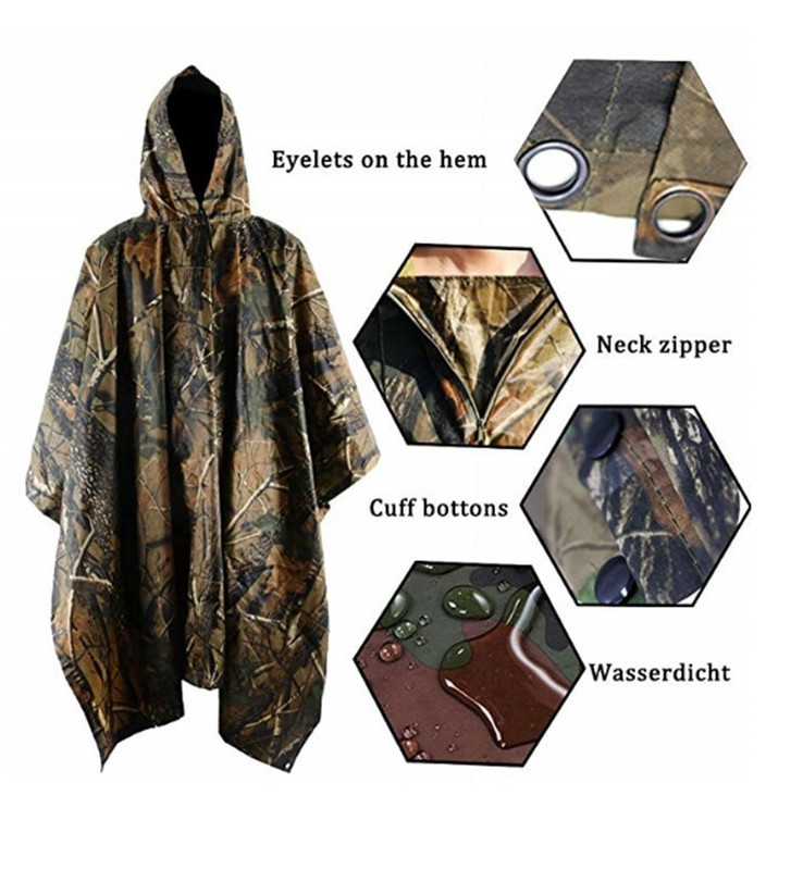 Pelernă de ploaie multifuncțională 3 în 1 Rucsac Husă de ploaie Drumeții Ciclism Poncho Cort rezistent la apă Camping în aer liber Cort umbră Covoraș pentru picnic