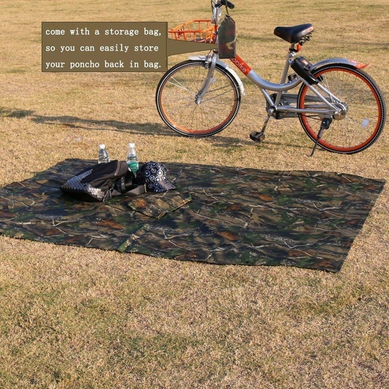 Pelernă de ploaie multifuncțională 3 în 1 Rucsac Husă de ploaie Drumeții Ciclism Poncho Cort rezistent la apă Camping în aer liber Cort umbră Covoraș pentru picnic