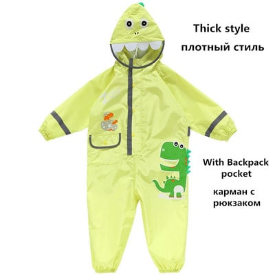 1–10 metų vaikams lietpaltis vaikams berniukams mergaitėms vandeniui atsparus kombinezonas su gobtuvu vientisas animacinis filmukas dinozaurų kūdikių drabužiai nuo lietaus ir kelnės