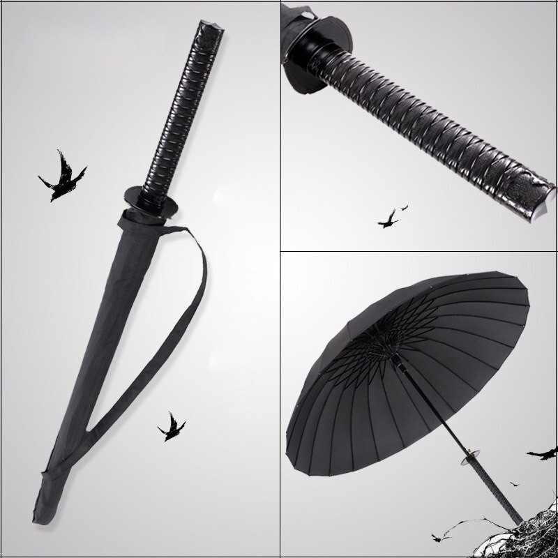 Creative Long Handle Large αντιανεμικό σπαθί Samurai Ομπρέλα Ιαπωνικών Ninja-όπως ομπρέλες Sun Rain Straight Ομπρέλες Αυτόματο άνοιγμα