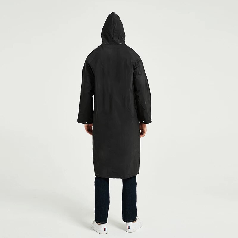 Vastagító hosszú esőkabát Felnőtt Uniszex Fekete divat Eva Anyag Hosszú kapucnis szabadtéri utazás Hegymászó horgász esőkabátok