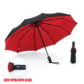Umbrelă rezistentă la vânt cu două straturi, complet automată, pentru bărbați, femei, 10K, puternică, de lux, pentru afaceri, pentru bărbați, umbrele mari Umbrelă de soare