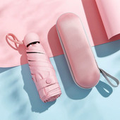 Umbrelă de soare portabilă cu cinci prinderi Protecție solară Umbrelă pliabilă UV Umbrelă de soare pentru femeie Capsulă de ploaie Buzunar compact