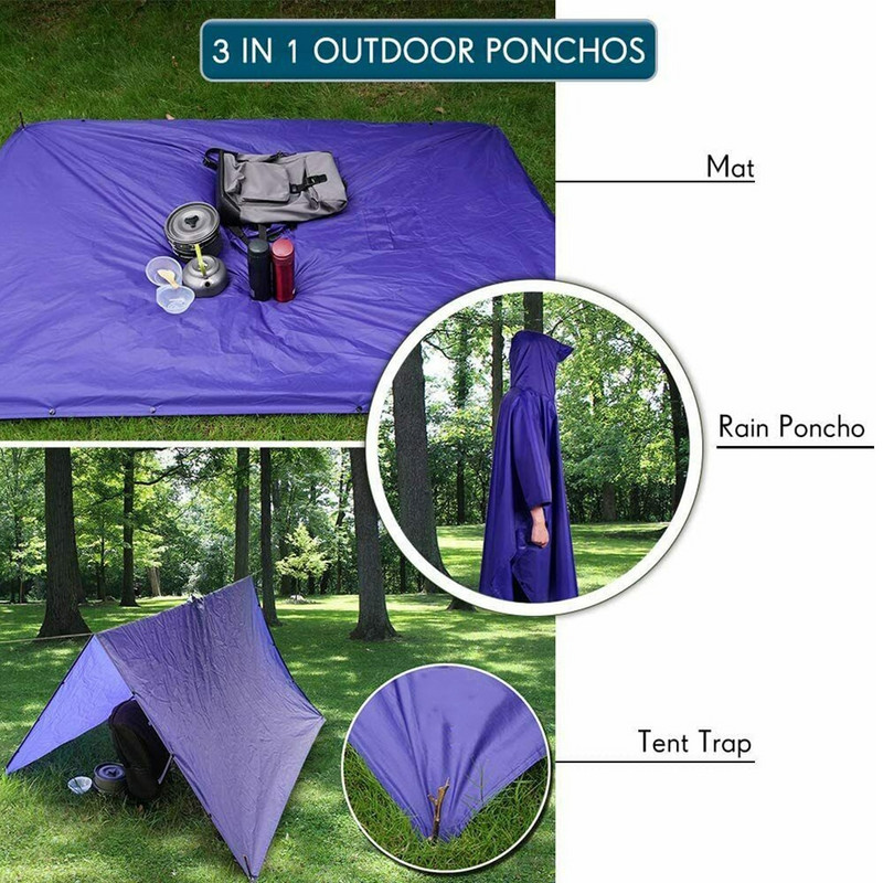 3 u 1 Vodootporni kišni kaput s kapuljačom Ženska poliesterska tkanina Muška kabanica Kaput Izdržljiva tenda Pončo za kišu Podloga otporna na vlagu