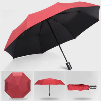 Αυτόματη Ομπρέλα Βροχής & Ήλιου Μαύρη επίστρωση Ομπρέλα Anti-UV 3 Πτυσσόμενη Ανθεκτική Auto Luxury Μεγάλα Αντιανεμικά Γυναικεία Ανδρικά 8Ribs