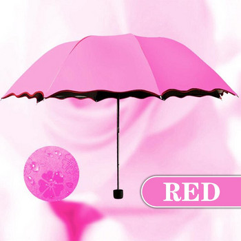 Γυναικεία ομπρέλα που ανθίζει στο νερό αλλάζει χρώμα Ομπρέλα ομπρέλα τριπλό διπλό μαύρο καουτσούκ Αντηλιακό UV γυναικείες ομπρέλες