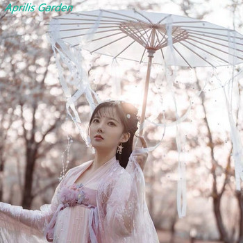 Κινέζικη Ιαπωνία Νήμα λαδωμένο χαρτί Μεταξωτό ύφασμα ομπρέλας Στολή Αρχαίας Κινεζικής Πριγκίπισσας Ομπρέλα Δράμα Λευκή χειροτεχνία Ομπρέλα Cosplay