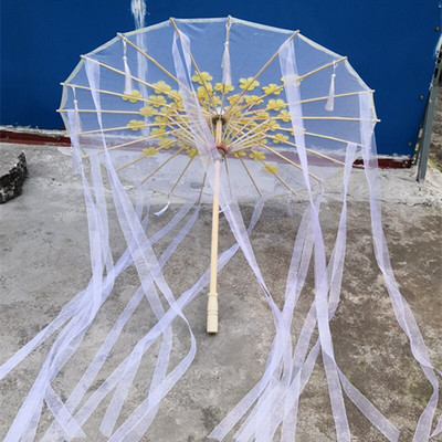 Kineski Japan Pređa Nauljeni papir Svilena tkanina Kišobran Kostim Drevna kineska princeza Kišobran Drama Bijeli obrt kišobran Cosplay