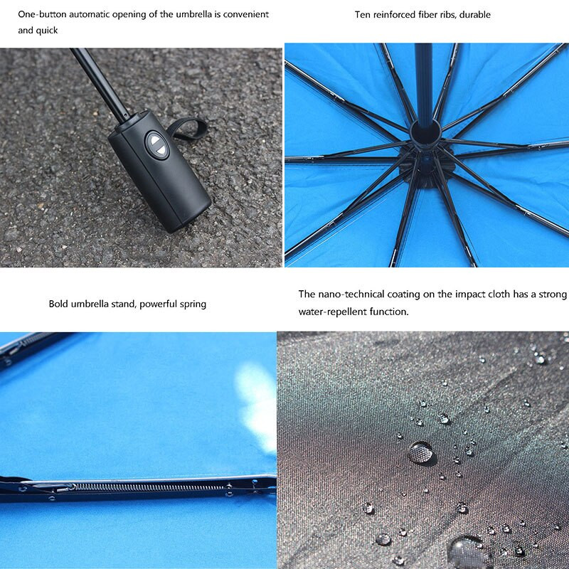 Vetruodolný automatický skladací dáždnik pre ženy a mužov, luxusný dáždnik do auta pre veľké firmy, slnečník, dvojitý desaťkostný dáždnik
