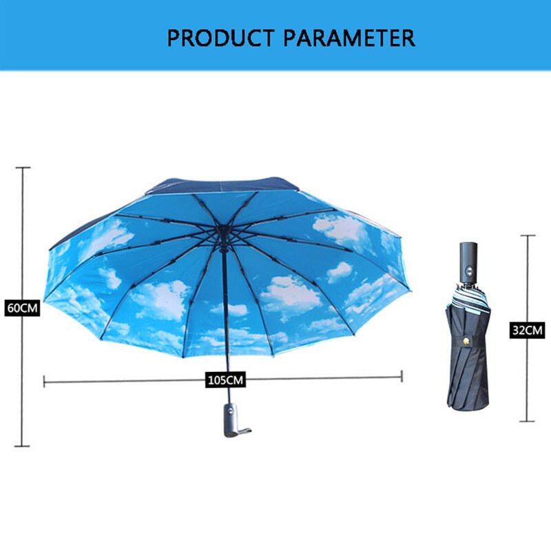 Vetruodolný automatický skladací dáždnik pre ženy a mužov, luxusný dáždnik do auta pre veľké firmy, slnečník, dvojitý desaťkostný dáždnik