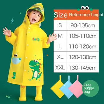 Дъждобран за деца на възраст 1-10 години, деца, момчета, момичета, водоустойчив гащеризон с качулка, едно парче, анимационен динозавър, бебешки дъждобран и панталони