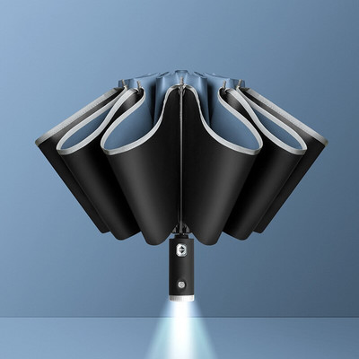 Noua umbrelă inversă cu LED-uri care emiță lumină Xiaomi Deschidere automată închidere Umbrelă de afaceri automată cu trei oase cu zece oase pliabile cu lumină