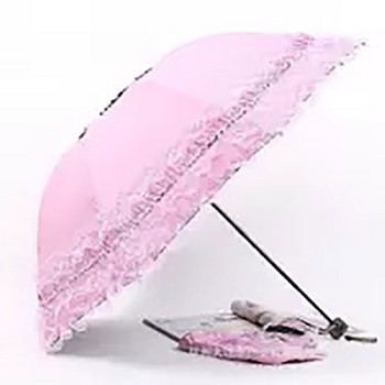 Δαντέλα γυναικεία ομπρέλα βροχής Sun Paraguas mujer Μαύρη ομπρέλα Πτυσσόμενη Πριγκίπισσα guarda chuva invertido Διακόσμηση προστασίας από υπεριώδη ακτινοβολία