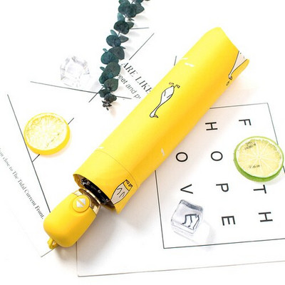 Naujas animacinio anties dizaino automatinis skėtis geltonas, atsparus vėjui, UV apsaugantis skėtis moterims, mergaitei, saulėtai ir lietingai sulankstomi skėčiai