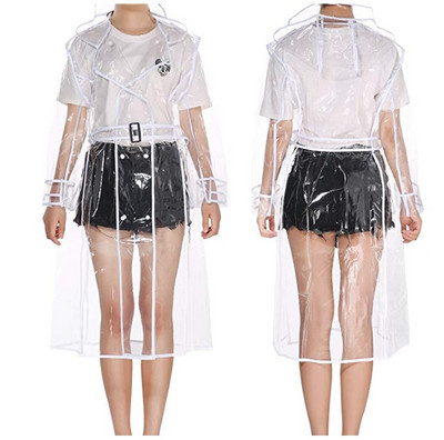 Impermeabil Transparent Plastic Transparente Lungi Doamne Impermeabile Femei Barbati Moda Manta de ploaie Jachete Cu gluga cu centura