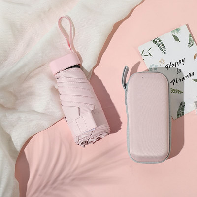 Plokščias mielas mini skėtis Šeši sulankstomi UV prabangus rankinis skėtis nuo lietaus moterims nešiojamas vasaros lauko kišeninis skėtis nuo saulės mergaičių dovana